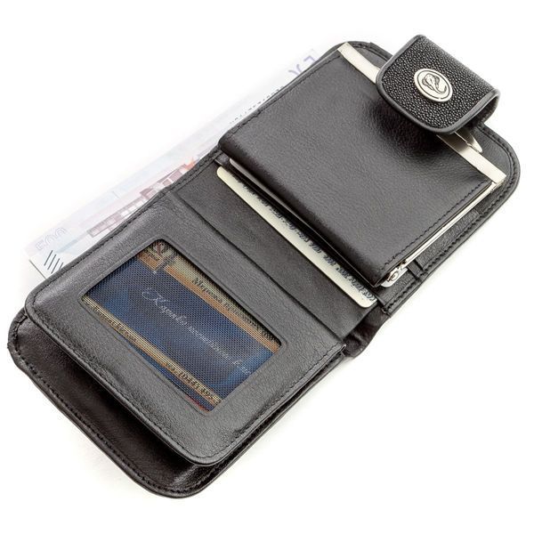 Горизонтальний гаманець STINGRAY LEATHER 18561 з натуральної шкіри морського скату Чорний 18561 фото