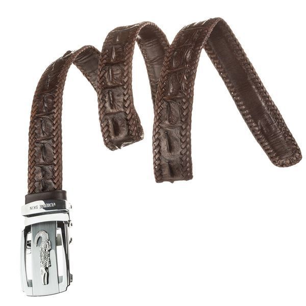 Ремень CROCODILE LEATHER 18599 из натуральной кожи крокодила Коричневый 18599 фото
