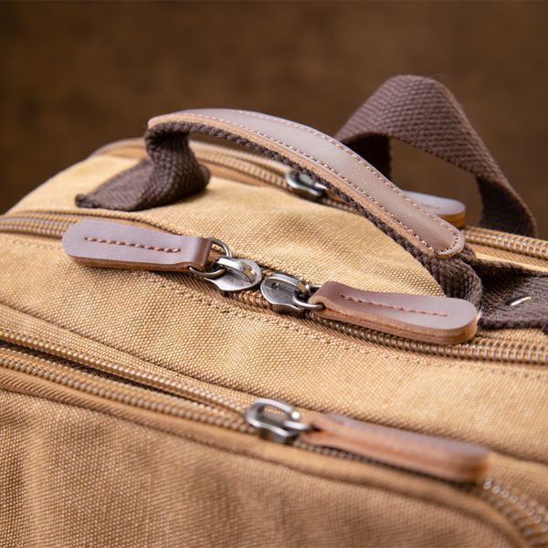 Unisex textile travel backpack with two compartments Vintage 20614 Sand 20614 фото