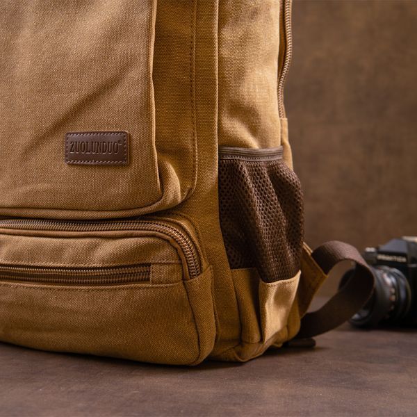 Unisex textile travel backpack with two compartments Vintage 20614 Sand 20614 фото