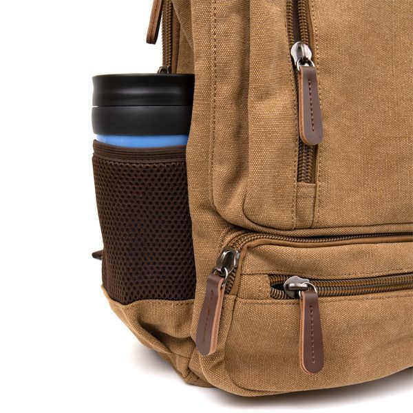 Unisex textile travel backpack with two compartments Vintage 20614 Sand 20614 фото