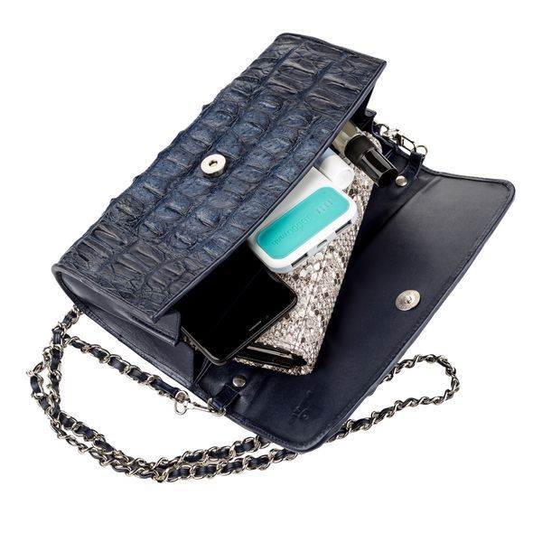 Clutch bag CROCODILE LEATHER 18248 made of genuine crocodile leather Blue 18248 фото