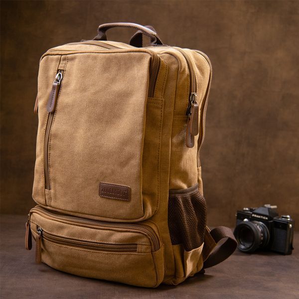 Unisex textile travel backpack with two compartments Vintage 20614 Sand 20614 фото
