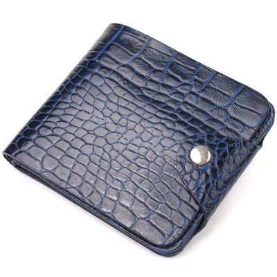 Stylish wallet for men in two folds made of genuine textured leather with crocodile embossing CANPELLINI 21577 Blue 21577 фото