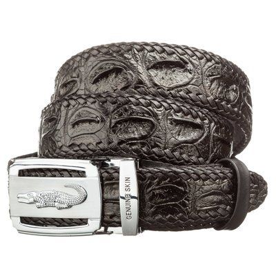Automatic belt CROCODILE LEATHER 18604 made of genuine crocodile leather Black 18604 фото