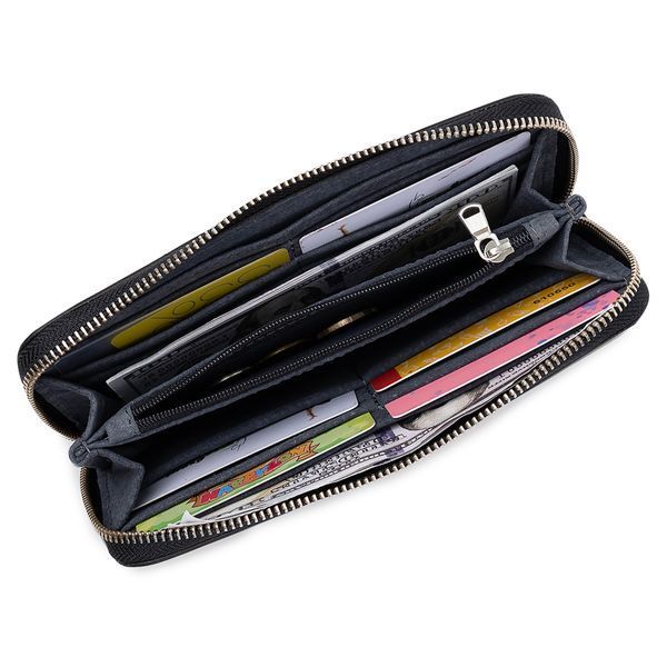 Leather women's wallet with zipper GRANDE PELLE 11562 Black 11562 фото