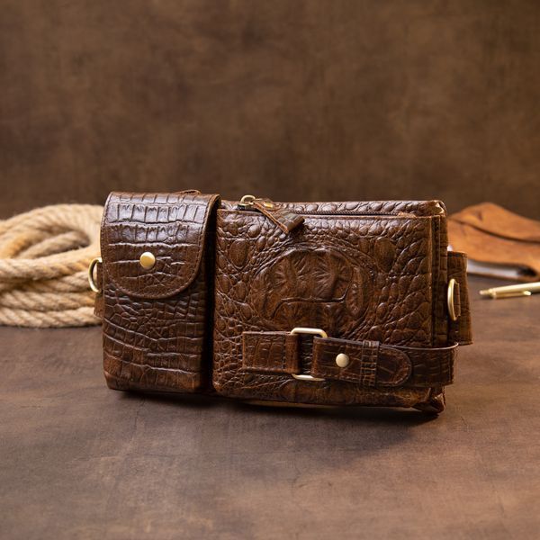 Banana belt under reptile skin unisex Vintage 20401 Brown 20401 фото