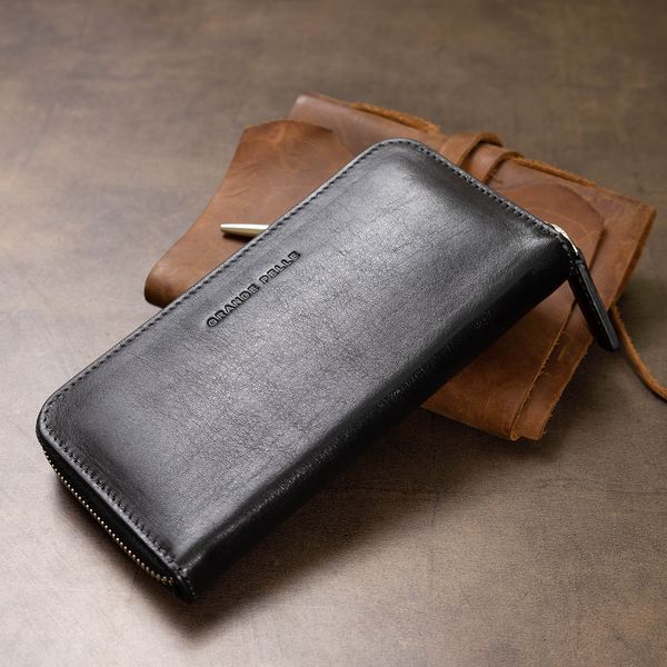 Leather women's wallet with zipper GRANDE PELLE 11562 Black 11562 фото