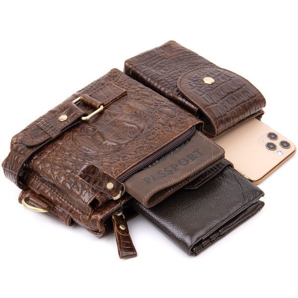 Banana belt under reptile skin unisex Vintage 20401 Brown 20401 фото