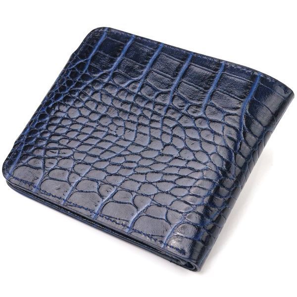 Stylish wallet for men in two folds made of genuine textured leather with crocodile embossing CANPELLINI 21577 Blue 21577 фото