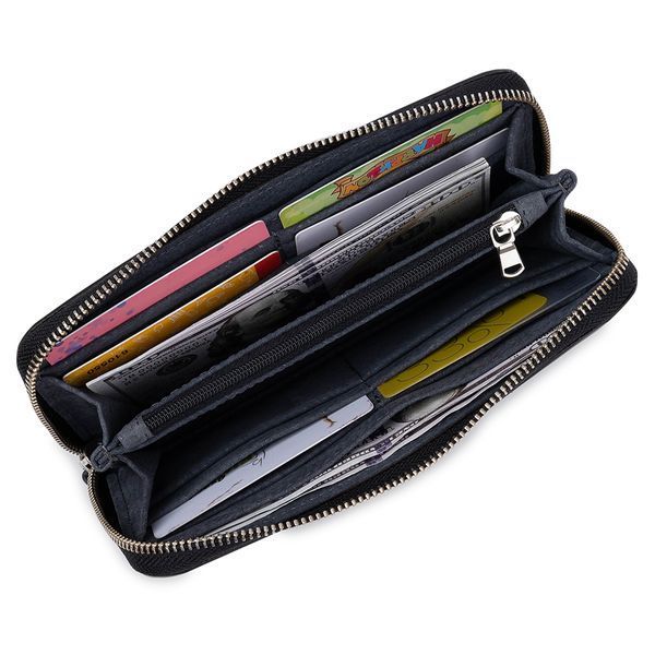 Leather women's wallet with zipper GRANDE PELLE 11562 Black 11562 фото