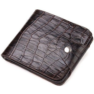 Practical bifold wallet for men made of genuine textured leather with crocodile embossing CANPELLINI 21578 Brown 21578 фото
