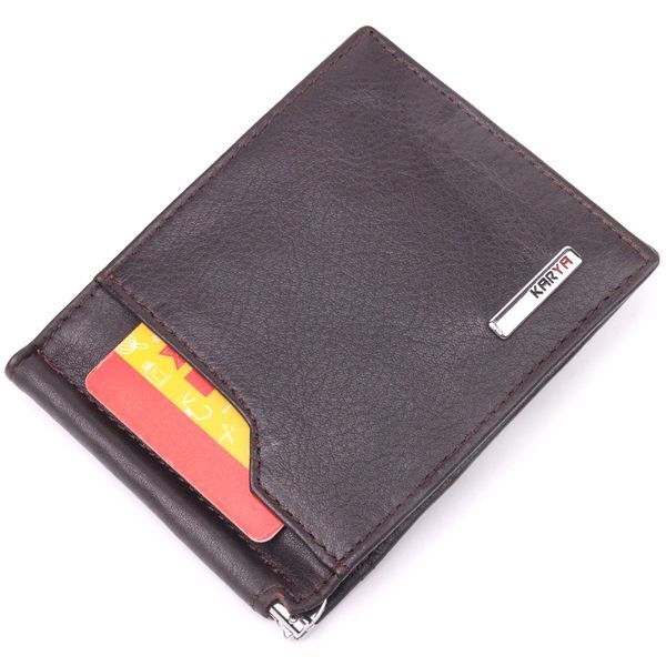 Reliable men's clip made of genuine leather KARYA 21417 Brown 21417 фото