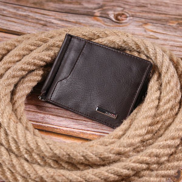 Reliable men's clip made of genuine leather KARYA 21417 Brown 21417 фото