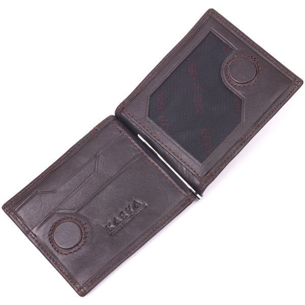 Reliable men's clip made of genuine leather KARYA 21417 Brown 21417 фото