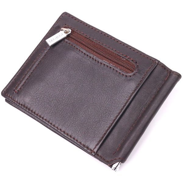 Reliable men's clip made of genuine leather KARYA 21417 Brown 21417 фото