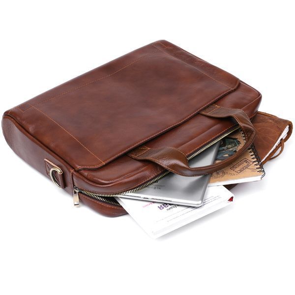 Leather men's laptop bag Vintage 20470 Brown 20470 фото