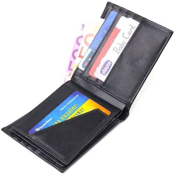 High-quality bifold wallet for men made of genuine smooth leather CANPELLINI 21579 Black 21579 фото