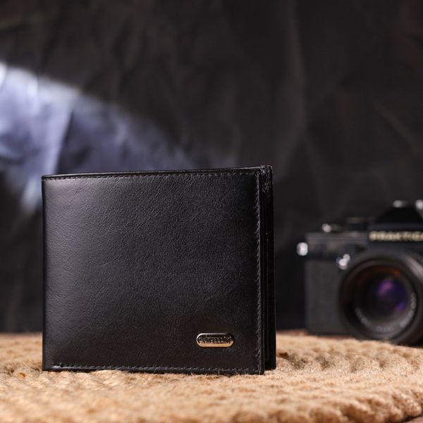 High-quality bifold wallet for men made of genuine smooth leather CANPELLINI 21579 Black 21579 фото