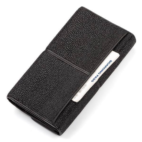 Кошелек женский STINGRAY LEATHER 18099 из натуральной кожи морского ската Черный 18099 фото