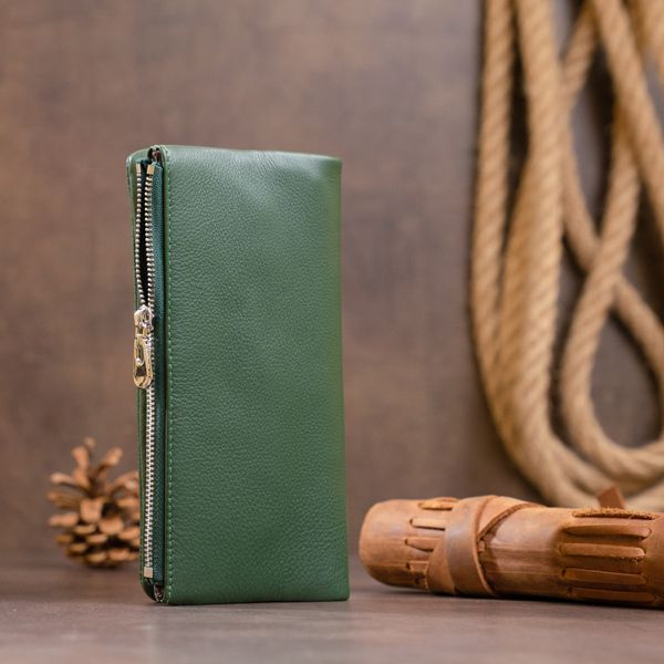 Вертикальный кошелек на кнопке унисекс ST Leather 19207 Зеленый 19207 фото