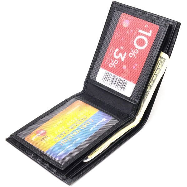 High-quality bifold wallet for men made of genuine smooth leather CANPELLINI 21579 Black 21579 фото