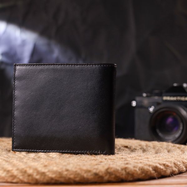 High-quality bifold wallet for men made of genuine smooth leather CANPELLINI 21579 Black 21579 фото