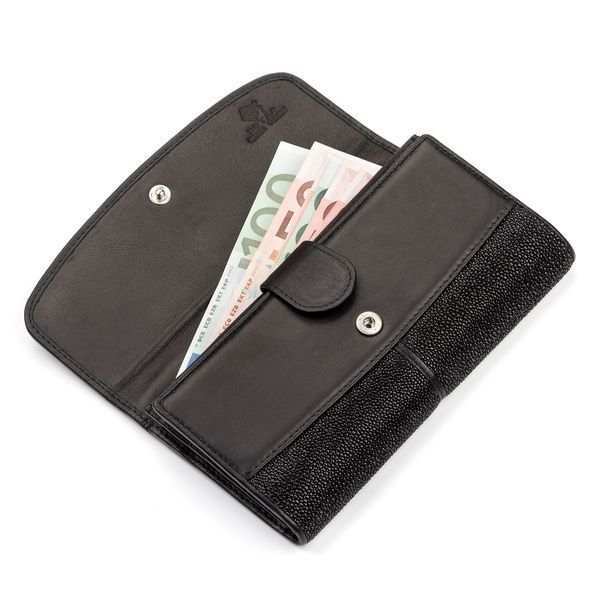 Кошелек женский STINGRAY LEATHER 18099 из натуральной кожи морского ската Черный 18099 фото
