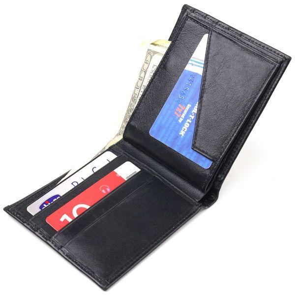 High-quality bifold wallet for men made of genuine smooth leather CANPELLINI 21579 Black 21579 фото