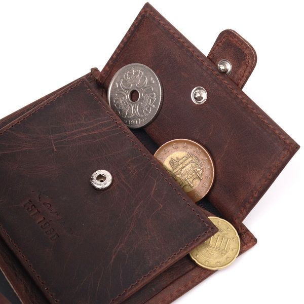 Small men's wallet in vintage leather KARYA 21387 Brown 21387 фото
