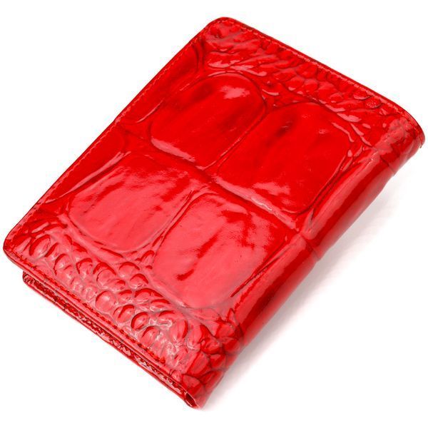Patented vertical women's wallet made of genuine leather with crocodile embossing CANPELLINI 21681 Red 21681 фото