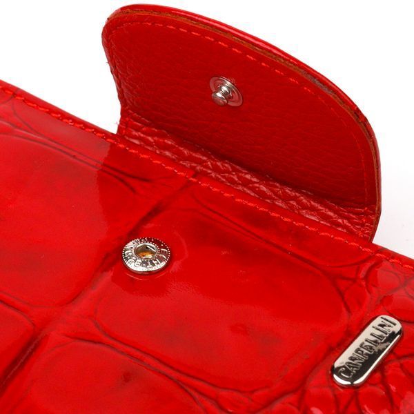 Patented vertical women's wallet made of genuine leather with crocodile embossing CANPELLINI 21681 Red 21681 фото