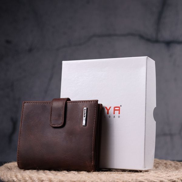 Small men's wallet in vintage leather KARYA 21387 Brown 21387 фото