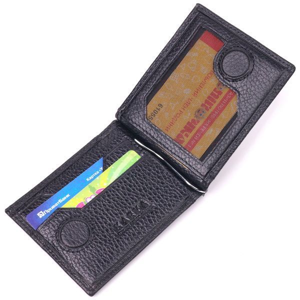 Classic men's clip made of genuine grain leather KARYA 21419 Black 21419 фото