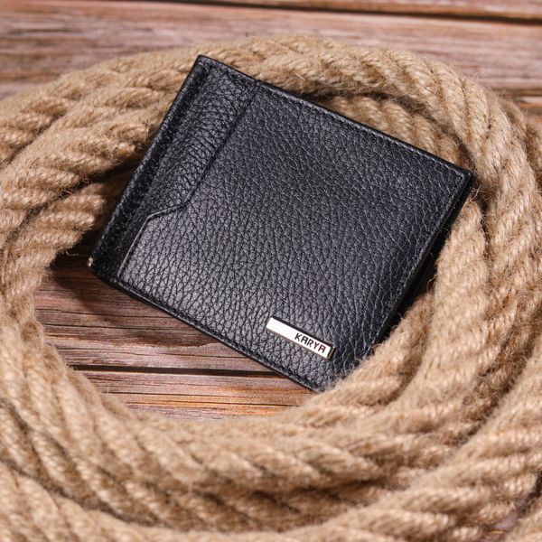 Classic men's clip made of genuine grain leather KARYA 21419 Black 21419 фото