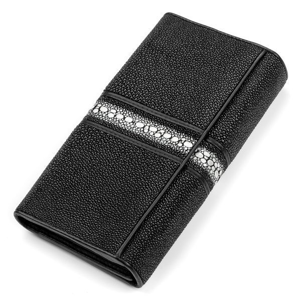 Гаманець жіночий STINGRAY LEATHER 18100 з натуральної шкіри морського скату Чорний 18100 фото