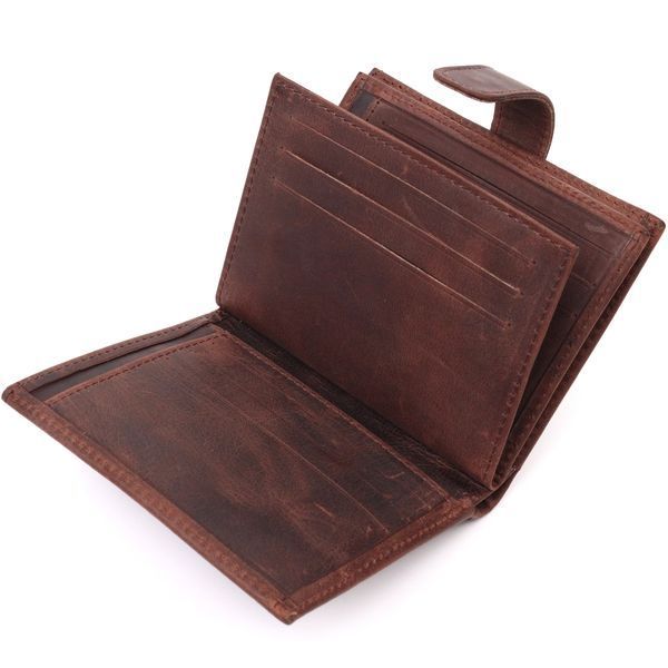 Small men's wallet in vintage leather KARYA 21387 Brown 21387 фото