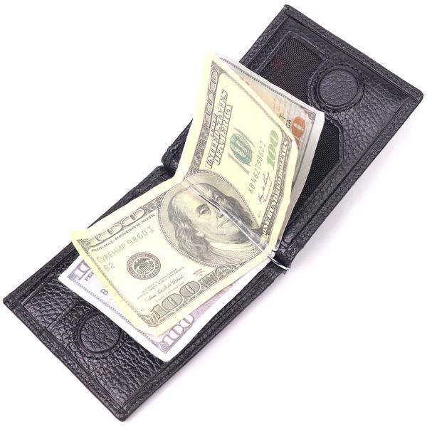 Classic men's clip made of genuine grain leather KARYA 21419 Black 21419 фото