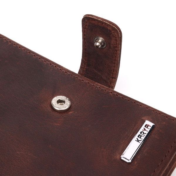 Small men's wallet in vintage leather KARYA 21387 Brown 21387 фото
