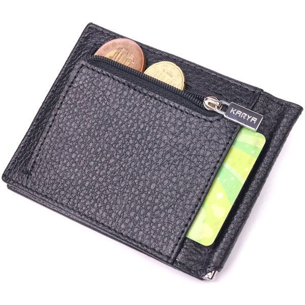 Classic men's clip made of genuine grain leather KARYA 21419 Black 21419 фото