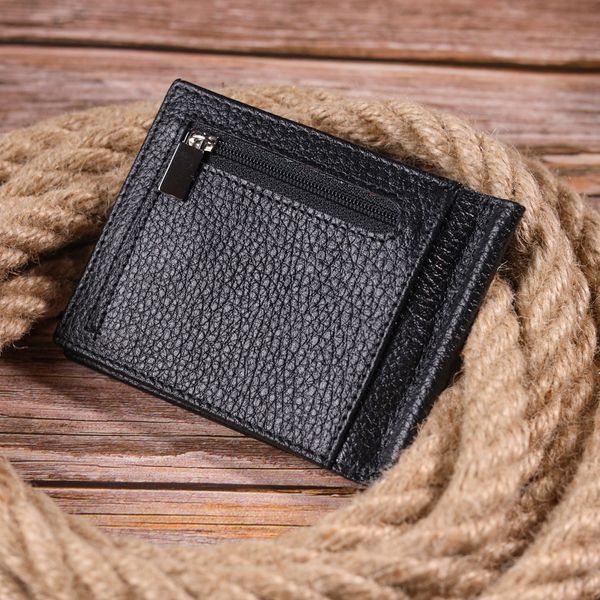 Classic men's clip made of genuine grain leather KARYA 21419 Black 21419 фото