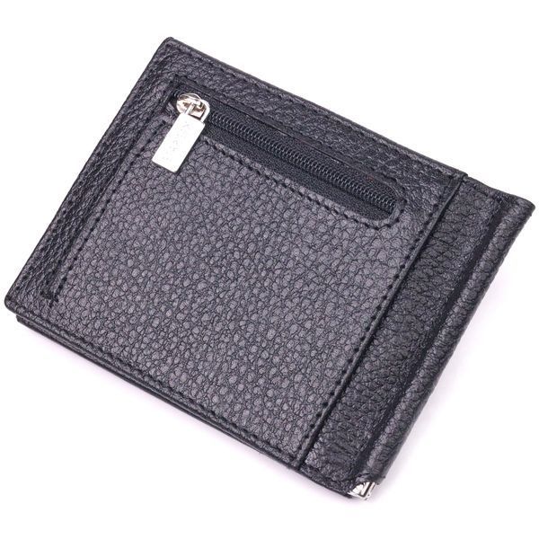Classic men's clip made of genuine grain leather KARYA 21419 Black 21419 фото