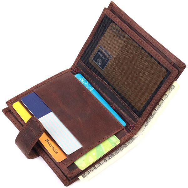 Small men's wallet in vintage leather KARYA 21387 Brown 21387 фото