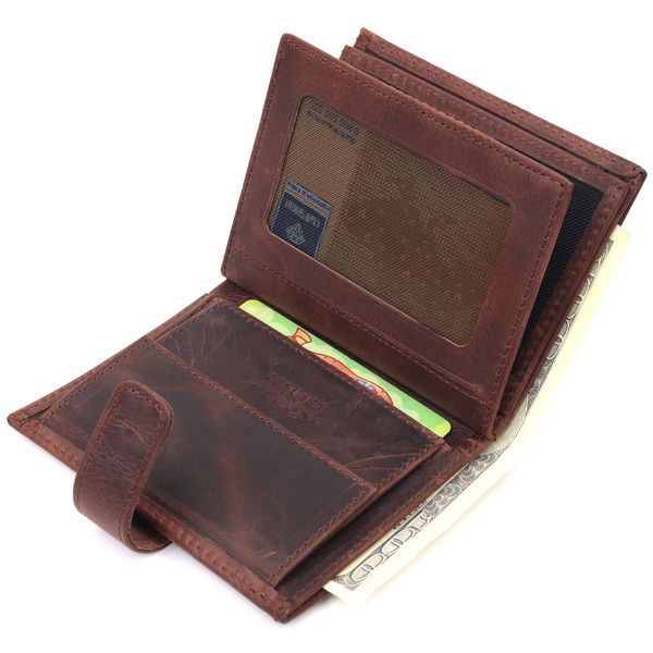 Small men's wallet in vintage leather KARYA 21387 Brown 21387 фото