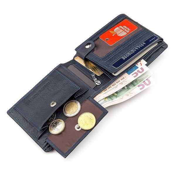 Men's wallet ST Leather 18326 (ST108) leather multifunctional Blue 18326 фото