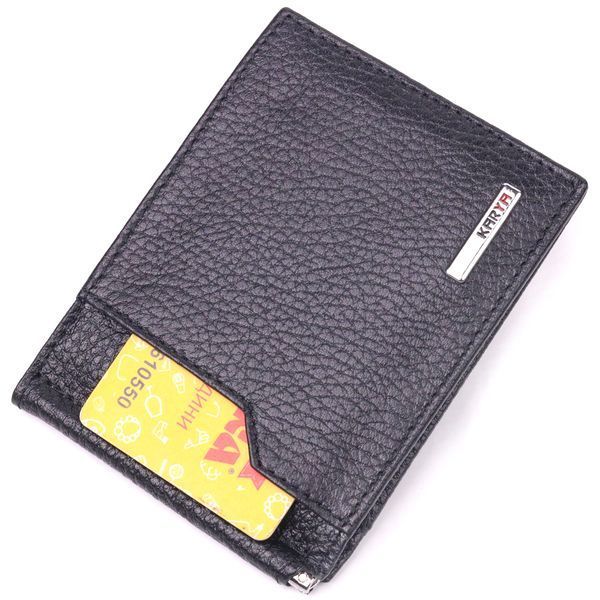 Classic men's clip made of genuine grain leather KARYA 21419 Black 21419 фото