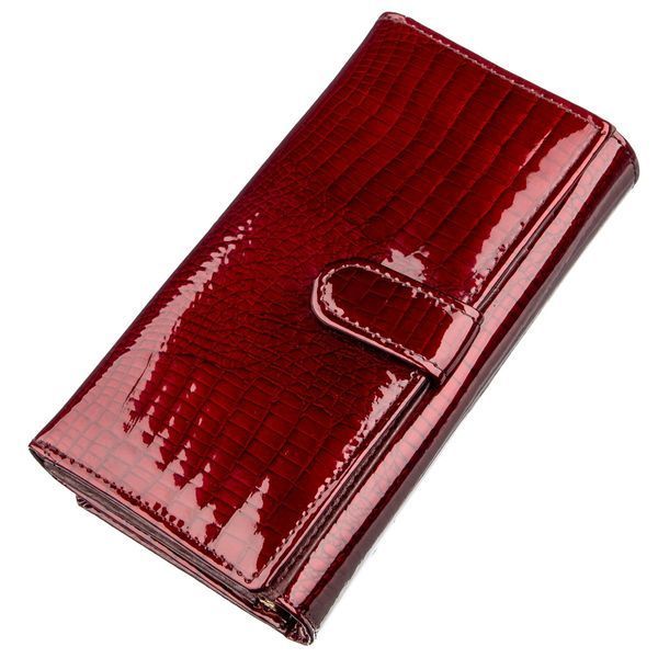 Лаковий жіночий гаманець з візитницею ST Leather 18911 Бордовий 18911 фото