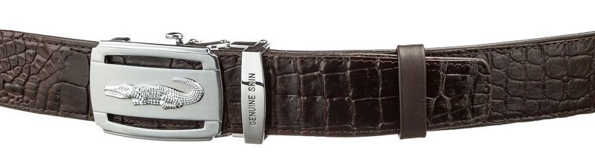Ремінь автомат CROCODILE LEATHER 18607 з натуральної шкіри крокодила Коричневий 18607 фото