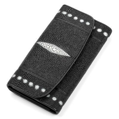Гаманець жіночий STINGRAY LEATHER 18101 з натуральної шкіри морського скату Чорний 18101 фото