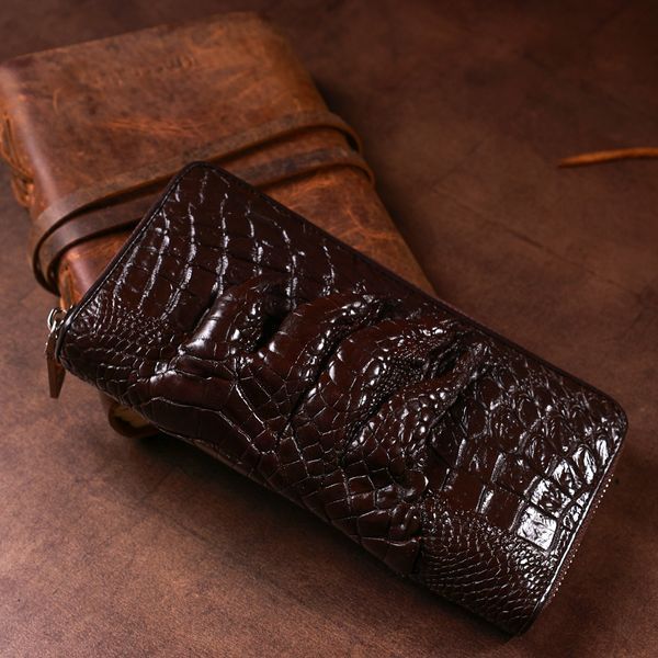 Men's clutch CROCODILE LEATHER 18273 made of genuine crocodile leather Brown 18273 фото